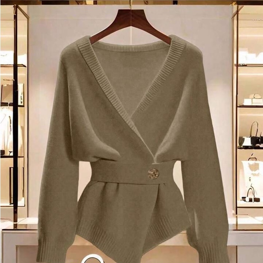 NWT V-Neck Wrap Belted Sweater